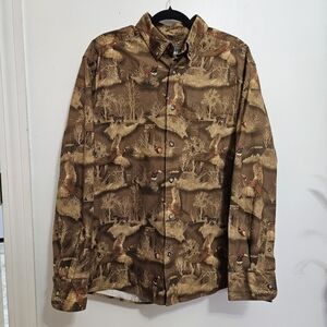 Cabelas CAMO Hunting Shirt Long Sleeve Duck Print Size Large